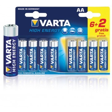 1.5V Batterij AA alkaline - 6+2 stuks - Varta