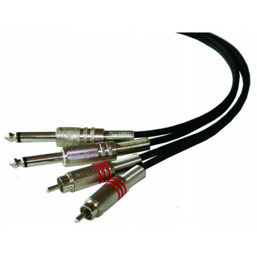 Muziekkabel 2xTulp naar 2x6,35 mono jack - 3m