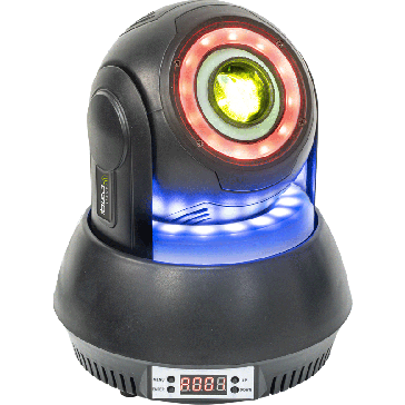 30W RGBWspot Moving Head met7 GOBOS & 3 LED ringen (zwart)