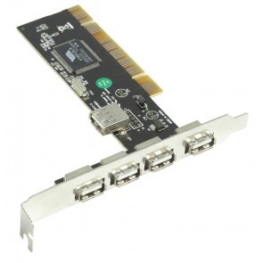 PCI kaart 4P extern 1P intern USB2.0 - 480MB/sec