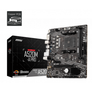 MSI A520M PRO AM4 Ryzen mATX 2xddr4/hdmi-dp-vga/m.2/raid